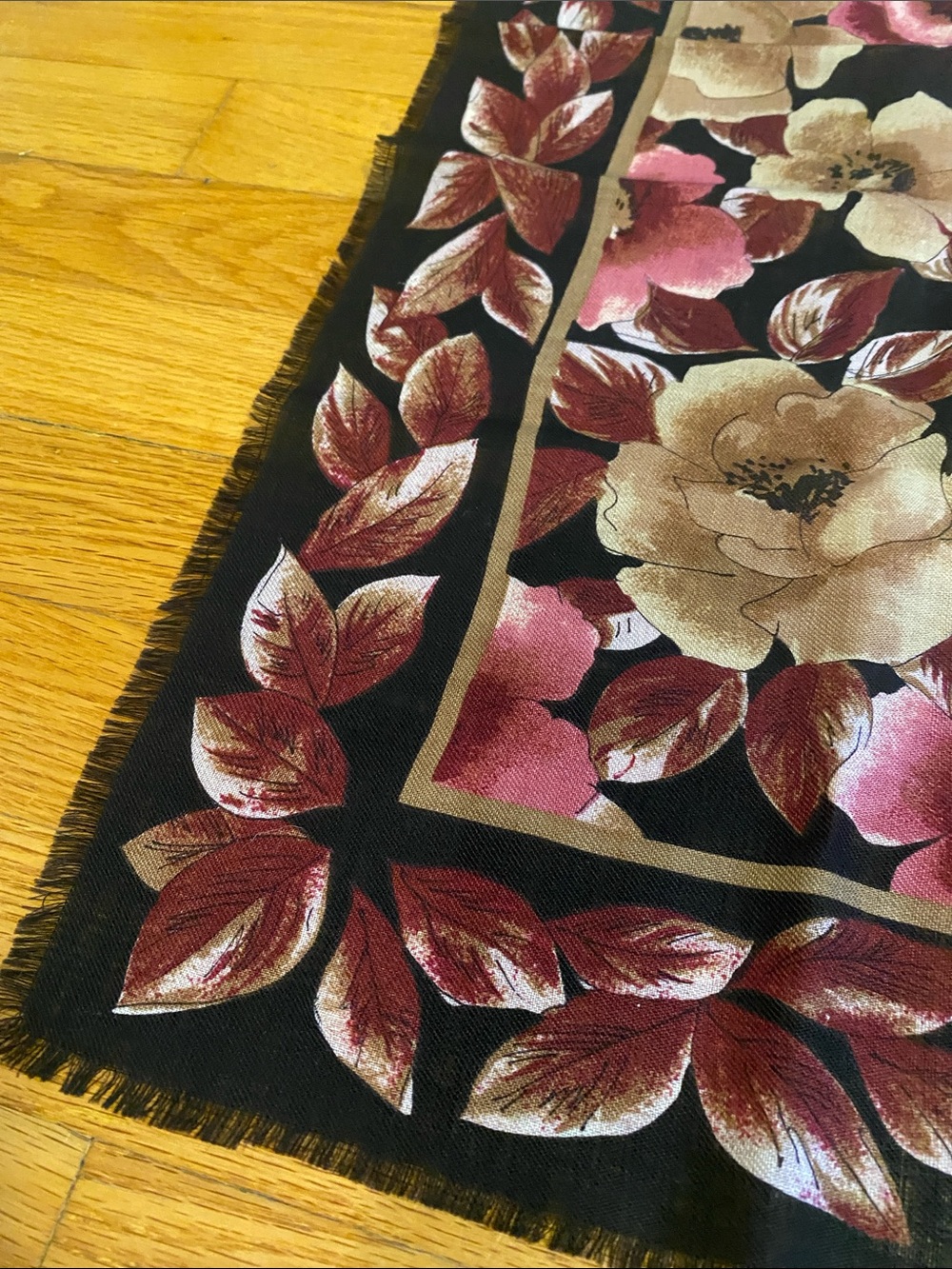 Adrienne Vittadini Pink Brown and Black Floral Square Scarf - Picture 3 of 5